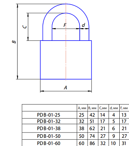 Замок навесной PDB-01-25  Апекс #235783